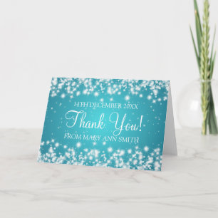 Baby Shower Thank you Winter Sparkle Turquoise Card