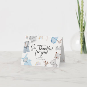 Baby Shower Thankful For You Boys Clothes Toys Thank You Card