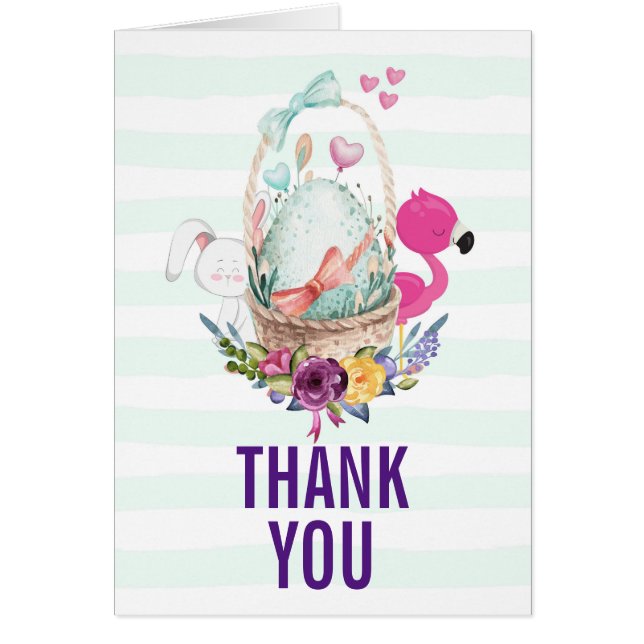 Baby Shower Thanks Nesting Egg w/ Flamingo & Bunny (Front)
