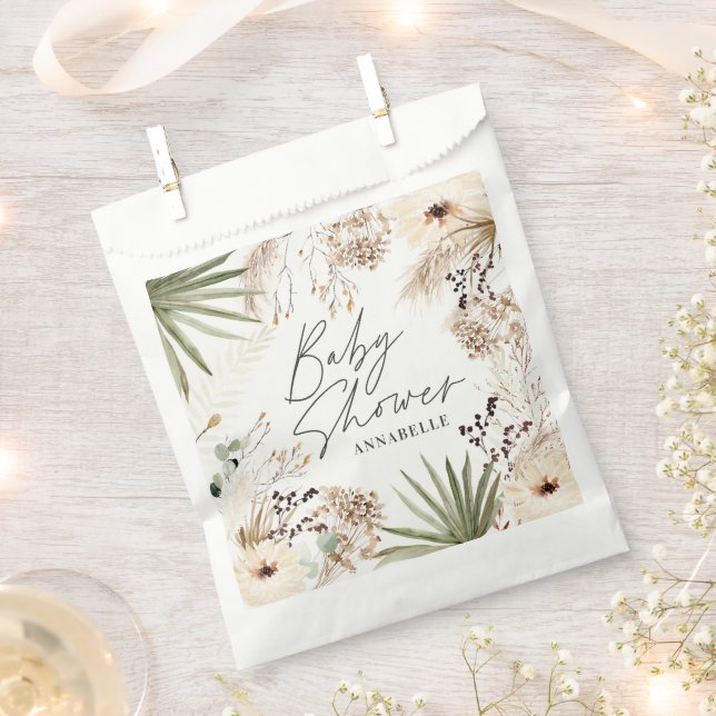 Baby shower thankyou modern pampas grass foliage favour bags (Clipped)