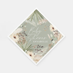 Baby shower thankyou modern pampas sage green napkin