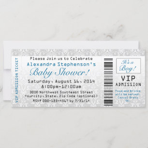 Baby Shower Ticket Invitations, Boy Invitation