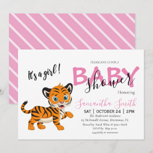 Baby Shower tiger Girl Announcement