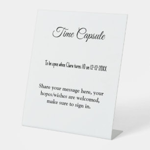 baby shower time capsule add name text details pedestal sign