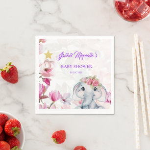 Baby Shower Towel with Floral Elephant Napkin