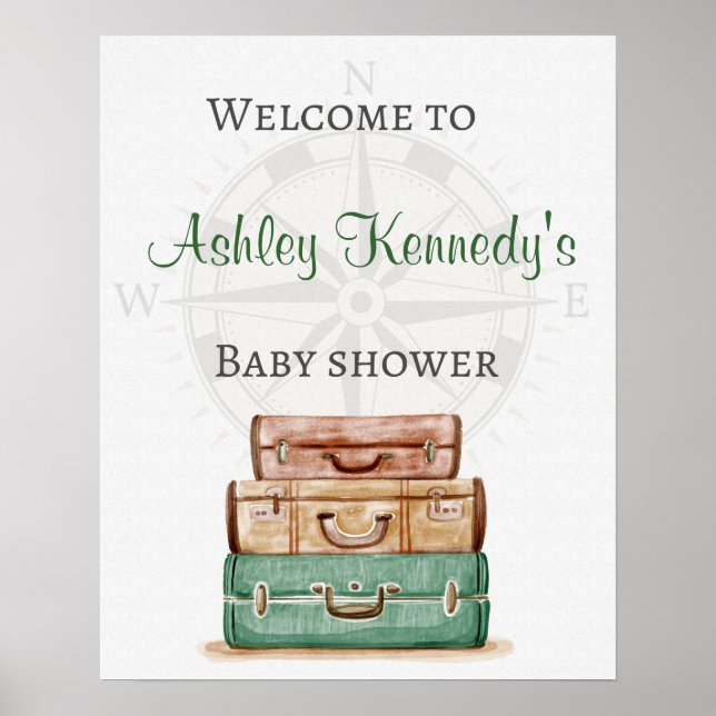 Baby shower travel theme party welcome sign (Front)
