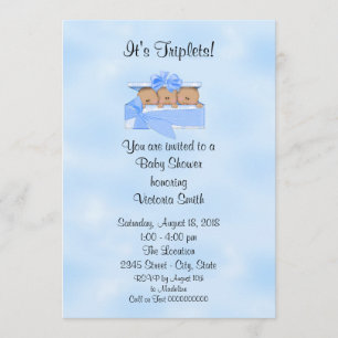Baby Shower Triplets Ethnic Baby Boy Invitation