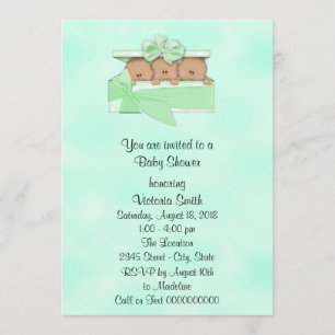 Baby Shower Triplets Ethnic Baby Gender Neutral Invitation