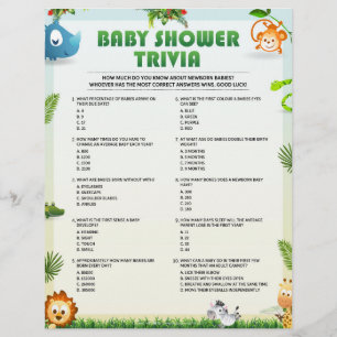 Baby Shower Trivia Baby Shower Game [Animal Theme] Custom Letterhead