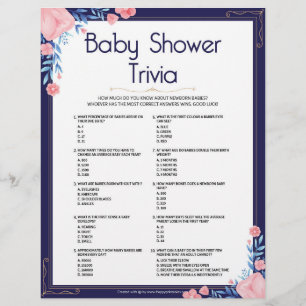 Baby Shower Trivia [Floral Frame] Custom Letterhead