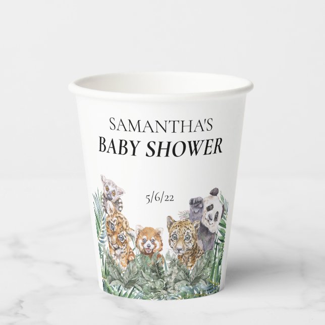  Baby Shower Tropical Jungle Animals    Paper Cups (Front)