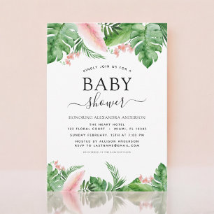 Baby Shower Tropical Palm Floral Watercolor Invitation