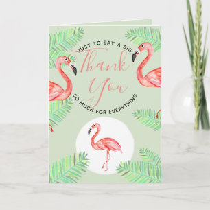 Baby Shower Tropical Watercolor Flamingo Thank You Card