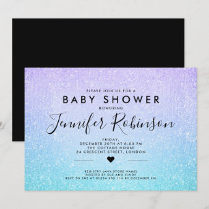 Baby Shower Turquoise Purple Glitter Paint Invitation