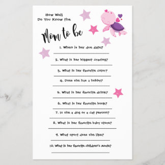 Baby Shower Turtle How well you know the card