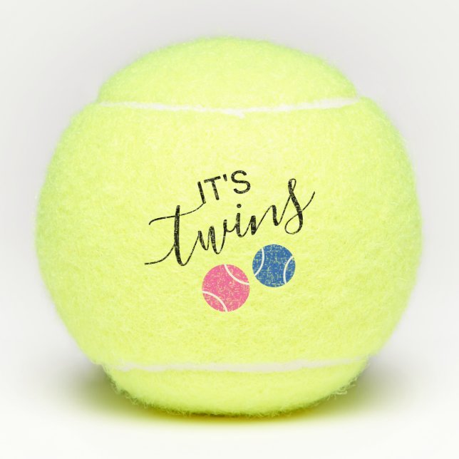 Baby Shower Twin Boy Girl Pregnancy Reveal Tennis Balls (Front)
