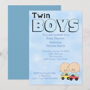 Baby Shower Twin Boys Invitation