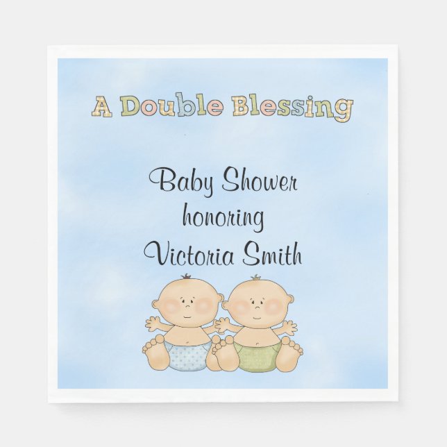 Baby Shower Twin Boys Napkin (Front)
