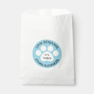 Baby Shower - Twin Boys - Paw Print Theme Favour Bags