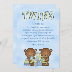 Baby Shower Twin Boys Teddy Bear Invitation