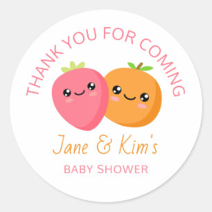 Baby Shower Twin Girls Classic Round Sticker