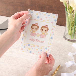 Baby Shower Twin Girls Insert Vellum Invitations