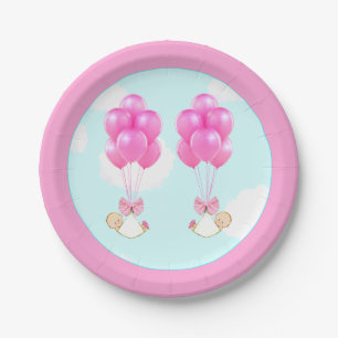 Baby Shower Twin Girls Paper Plate
