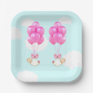 Baby Shower Twin Girls Paper Plate