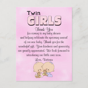 Baby Shower Twin Girls Postcard