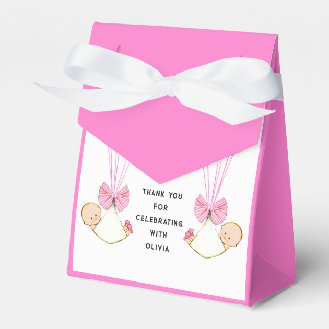 Baby Shower Twin Girls Thank You Favour Box (Front Side)