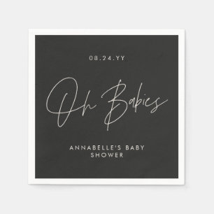 Baby shower twin modern black and white elegant napkin