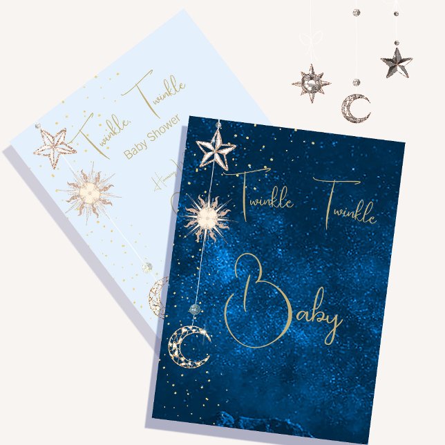 Baby Shower Twinkle Stars Moon  Invitation (Creator Uploaded)