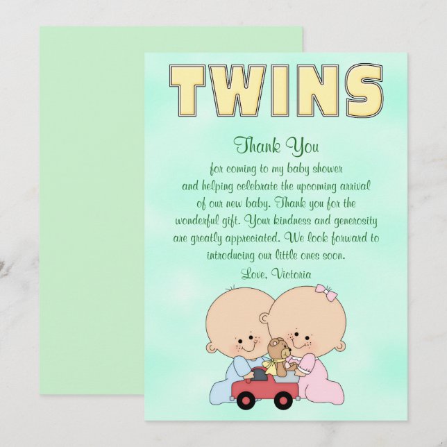 Baby Shower Twins Boy Girl Invitation (Front/Back)