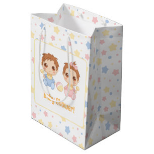 Baby Shower Twins Boy Girl Medium Gift Bag