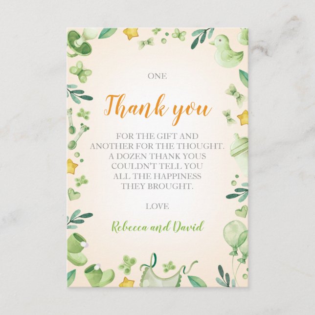 Baby shower twins | thank you card | neutral (Front)