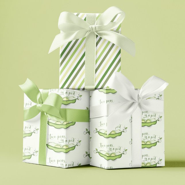 Baby Shower Twins Two Peas in a Pod Wrapping Paper Sheet (Baby shower twin, two peas in a pod wrapping paper. )