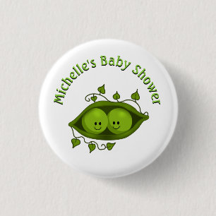 Baby Shower Two Peas In A Pod Personalised 3 Cm Round Badge