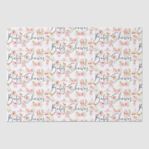Baby Shower Typography Newborn Symbols Pattern Tissue Paper