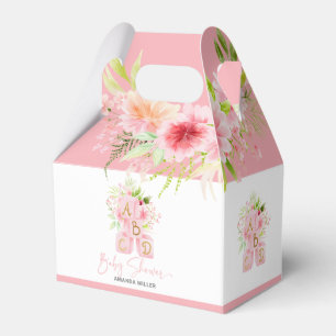Baby Shower Typography Pink Alphabet Blocks Favour Box