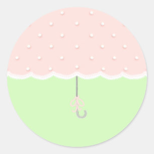 Baby Shower Umbrella Classic Round Sticker