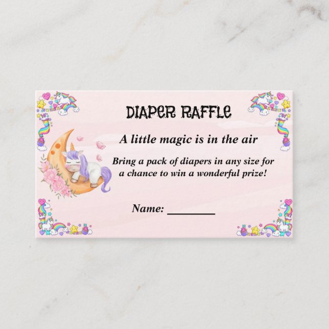 Baby shower unicorn enclosure card (Front)