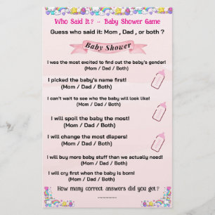Baby shower unicorn party game