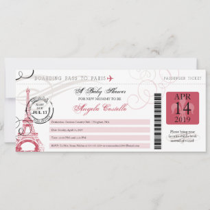 Baby Shower Vintage Paris Boarding Pass Invitation