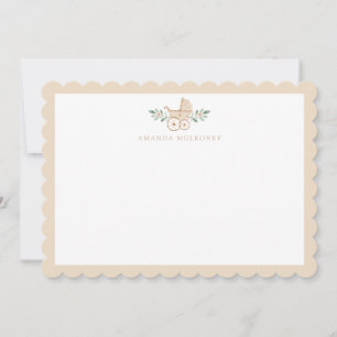 Baby Shower Vintage Watercolor Pram Thank You Card