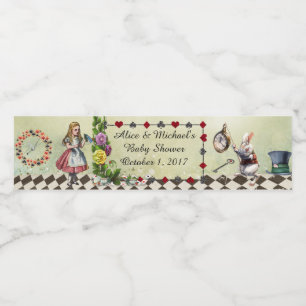 Baby Shower Water Bottle Label, Alice Wonderland Water Bottle Label
