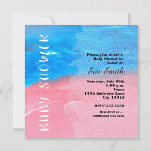 BABY SHOWER Watercolor Blue & Pink Invitation