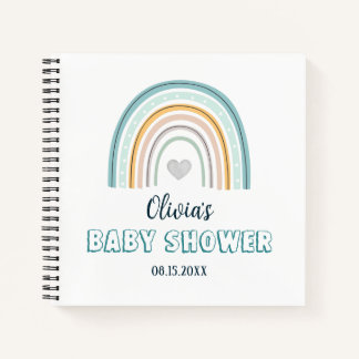 Baby Shower Watercolor Boho Rainbow Notebook
