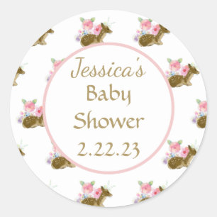 Baby Shower Watercolor Floral Boho Classic Round Sticker