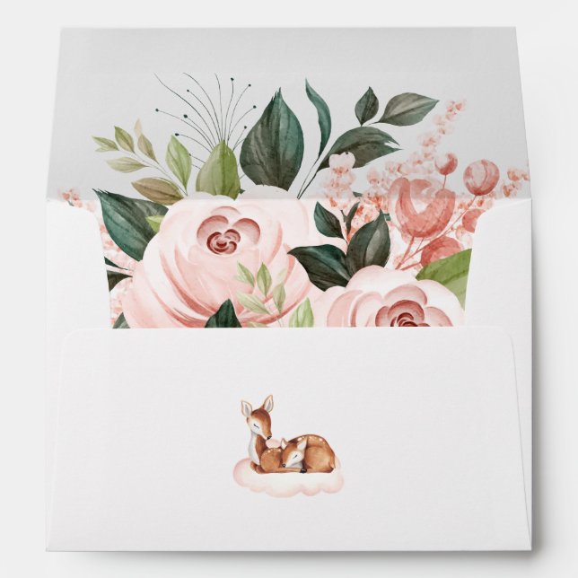 Baby Shower Watercolor Floral Botanical Envelope (Back (Bottom))