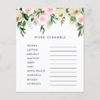 Baby shower watercolor floral elegant game